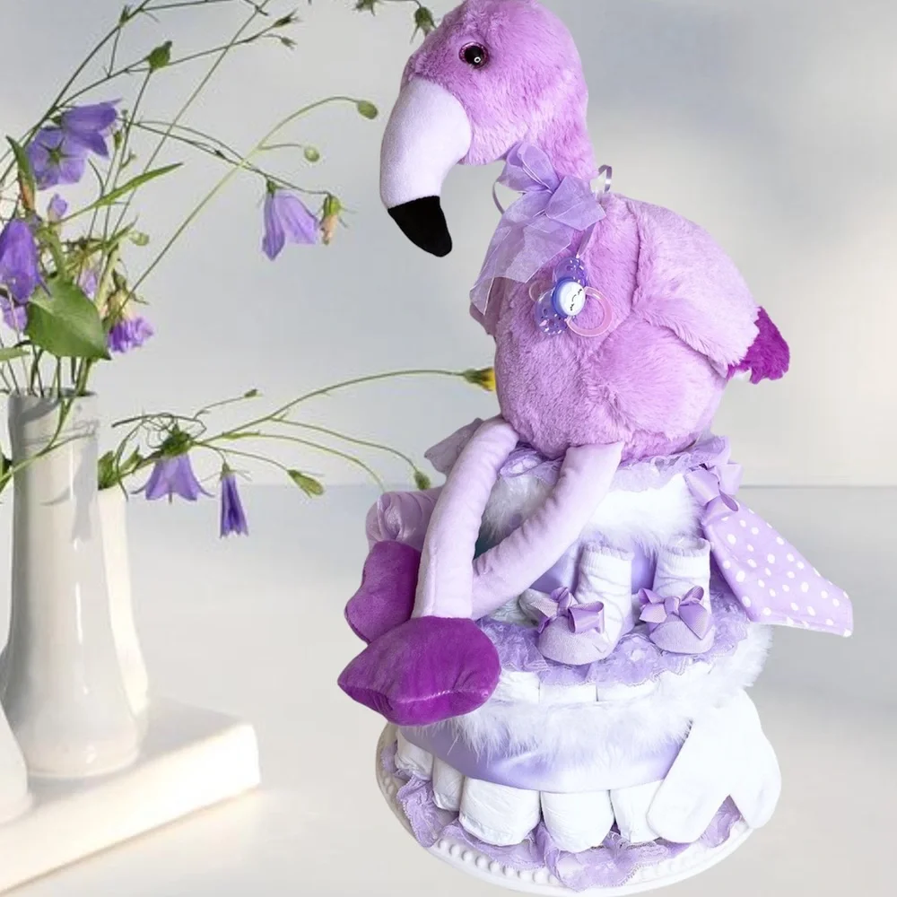 Flamingo Diaper Cake, Flamingo Themed
